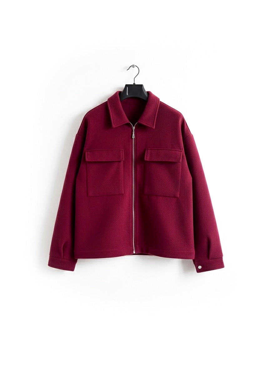 Burgundy wool boxy jacket