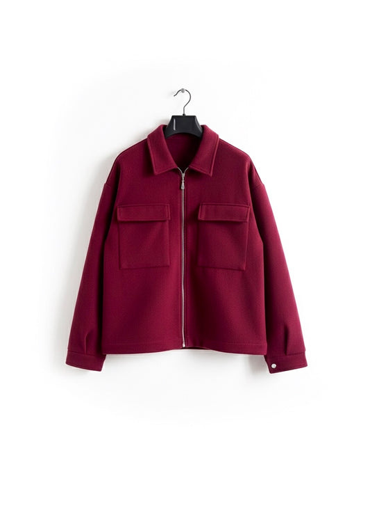 Burgundy wool boxy jacket