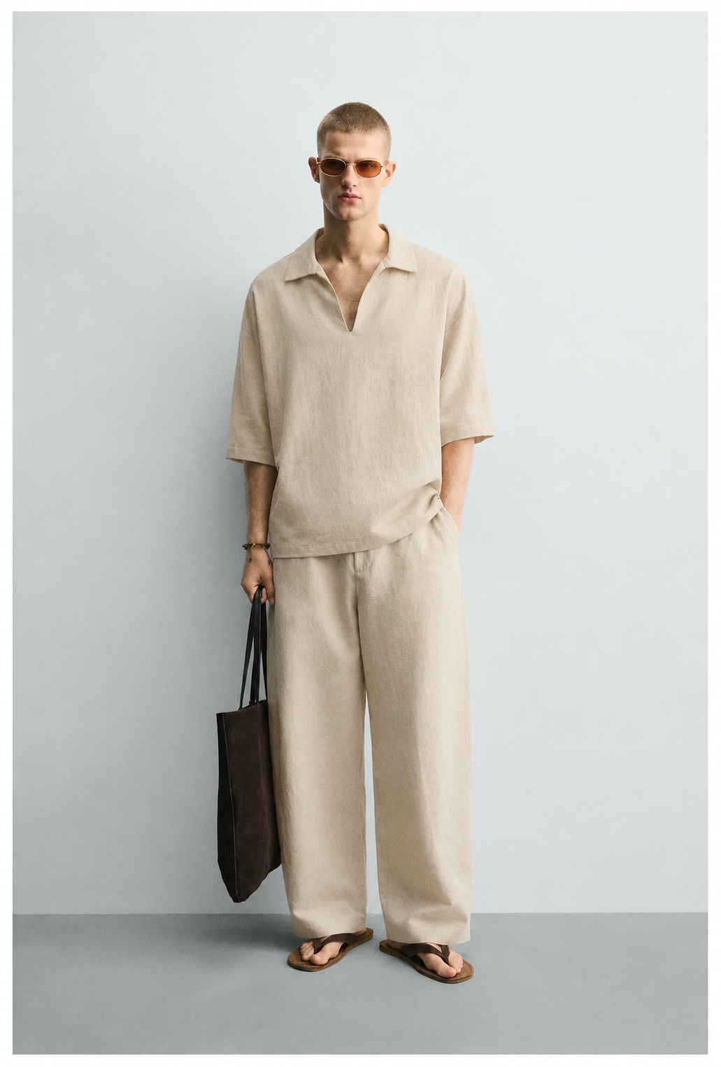 Beige linen set