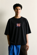 Black Round Boxy Tee