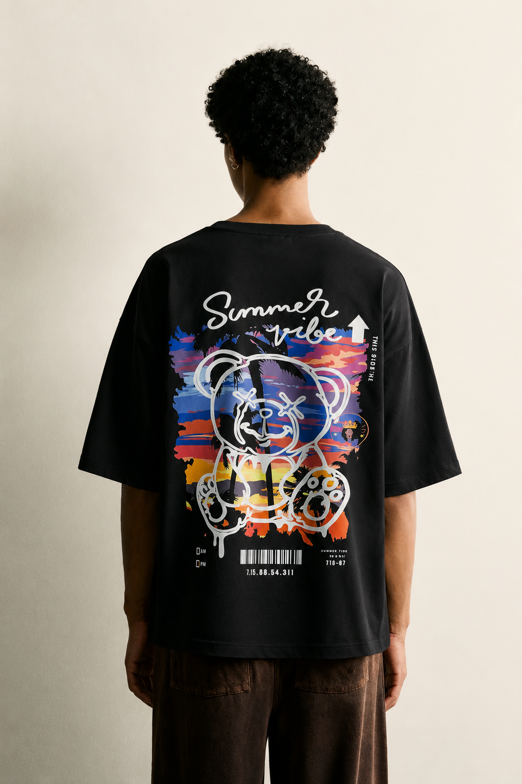 Black Round Boxy Tee