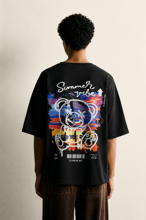 Black Round Boxy Tee